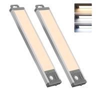 GOODEA 25CM Under Cabinet Kitchen Lights 2800mAh Cupboard Lighting Wardrobe Light Motion Sensor- 50 LEDs 3 CCT Dimmable Magnetic Mount for Kitchen Closet Shelf Counter (25cm-2pack)