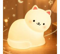 GOODEA Baby Night Light 7 Color, Cat Rechargeable Dimmable Kids Night Light with 30 Min Timer, Up to 7 Days, Cute Silicone Lamp for Kids Bedroom Decor Girls Gift