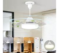 GOODEA Ceiling Fans with Lights and Remote, 16 Inch E27 Retractable Ceiling Fan Light, Dimmable 30W 1500LM 3CCT 3 Speeds 2H/4H Timer, Quiet LED Fan Lights for Bedroom Kitchen Dining Room Laundry Room