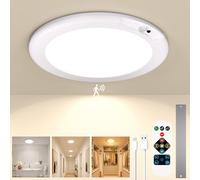 GOODEA Rechargeable LED Ceiling Light, 25cm 8000mAh Motion Sensor Lights Indoor with Remote, up to 45 Days, Dimmable 3CCT Timer, Magnetic Flush Ceiling Lighting for Bedroom, Hallway, Porch, Closet