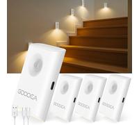 GOODEA Rechargeable Motion Sensor Night Light Dimming Warm Lighting Stair Lights Motion Sensor Lights Indoor for Stairs, Hallway, Bedroom,Wardrobe, Children's Room,Magnetic Install 3000k(Modern, 4)