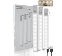 GOODEA Small Wardrobe Lights Motion Sensor with USB Rechargeable 18cm, 3pcs | 10 LED, Aluminium Stair Light Battery Operated ,Under Counter Lights Rechargeable Wardrobe Lighting for Shelf Closet Cupboard