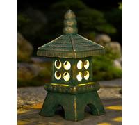 Goodeco 40CM Single-Layer Solar Pagoda Statue Garden Ornaments,Outdoor/Indoor Zen Decor for Landscape Balcony,Garden,Patio,Porch Yard Art Ornament Gifts,Polyresin,Bronze
