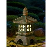 Goodeco Layer Solar Pagoda Statue, Garden Ornaments