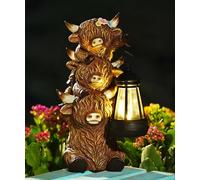 Goodeco Solar Powered Highland Cow Garden Ornaments with Lantern