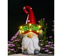 Goodeco Solar Standing Gnome Welcome Sign Statue Garden Ornaments Outdoor with Lights for Balcony Porch Yard Decor - Funny Gifts for Women Men Mum Waterproof Accessories
