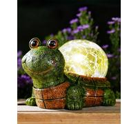 Goodeco Solar Turtle Carrying a Ball on Back Statue, Outdoor Ornaments