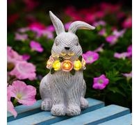 Goodeco Solar Wreath Rabbit Statue with Light-Up Flowers