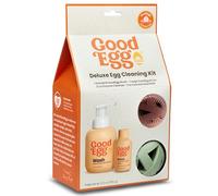 GoodEgg Deluxe Egg Cleaning Kit, 2 Silicone Brushes (Standard & XL) with 12 oz Enzyme Wash & Refill, Egg Washer Scrubber Cleaner for Fresh Eggs, Chicken Coop Accessories, Made in USA