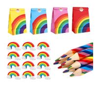 GooDengFull 36PCS Rainbow Pencils, Rainbow Party Bags, Mini Colouring Pencils, Multicoloured Set Small Gift Fillers for Kids Party Bags Party Favors, Loot Bag and Stocking Fillers