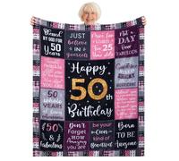GooDengFull Throw Blanket Birthday Gifts for Women, 50th Birthday Decorations for Women Blanket 150x130cm, Presents for Decorations Blanket 150x130cm for Mum, Wife, Sister, Mother's Day, Thanksgiving