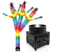 GOODENY 6FT Rainbow Inflatable Tube Man with Weather-Resistant Blower (5.5'' Diameter) and Built-in LED - Wacky Waving Dancing Guy for Business Advertising Promotion