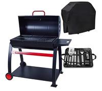 Goodesmith Large Barrel Charcoal Barbecue with Free Heavy-Duty Cover & Deluxe BBQ Tool Set