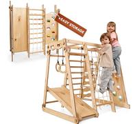 Goodevas Kids Climbing Frame | Montessori Wooden Playground with Slide, Swing, Climbing Wall, Ladder & Monkey Bar for Toddlers - Indoor & Outdoor Jungle Gym