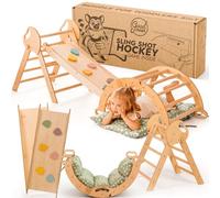 Goodevas Montessori Wooden Indoor Climbing Frame with Slide - Foldable Pikler Triangle Play Gym for Toddlers, Safe Indoor Playground Toy for Kids Age 1-3