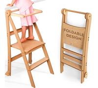 Goodevas Montessori Wooden Learning Ladder, Space-Saving, Folding Learning Ladder, Stool for Children, Foldable Children's Stairs, Learning Ladder with Tilt Protection