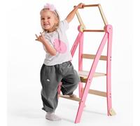 Goodevas Montessori Wooden Learning Ladder, Space-Saving, Folding Learning Ladder, Stool for Children, Foldable Children's Stairs, Learning Ladder with Tilt Protection