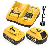Goodexo 2X DCB184 Replacement for Dewalt Battery 18V+ for Dewalt charger 3A Compatible for Dewalt Battery 18V 5Ah DCB180 DCB181 DCB182 DCB184 DCB200 DCB201 DCB204 with LED Indicator