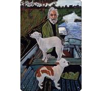 Goodfellas Movie Poster - Painting of Old Man with Dogs Done Poster Metal Tin Sign Plaque Man Cave Wall 8x12 Inch Wall Art Decoration