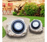 GOODFOEVER 2pk Solar Rock Garden Lights, Super Bright LED, Warm/Cold White, IP65 Waterproof, Modern Outdoor Decorative Lights for Pathway, Yard, Patio, Porch