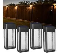 GOODFOEVER 4 Pack Solar Fence Lights Solar Post Accent Light/Wall Light for Outdoor, Yard, Fence, Porch and Garage, Body in Aluminum and Glass Waterproof