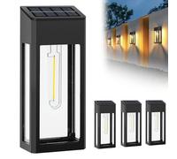 GOODFOEVER Solar Outdoor Lights Waterproof, 4 Pack Fence Lights Solar Powered with LED Bulbs, Metal Wall Lights for Garden Porch Patio Yard and Garage, Aluminum and Glass Shade (Wall Light 4 Pack)
