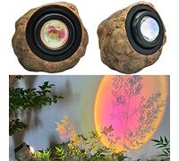 GOODFOEVER Solar Rock Lights(2pcs) Sunset Projection Lights Atmosphere Night Light Solar Powered Garden Lights Outdoor Decorative Waterproof LED Spotlight for Pathway, Walkway, Yard, Patio