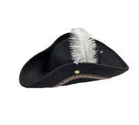 Goodfugui Faux Leather Pirate Hat Deluxe Colonial Tricorn Hat for Adults Dress-up/Theme Costume Party/Cosplay Accessory (A-Ivory, One Size)