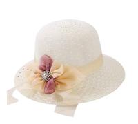 Goodfugui Women Organza Church Hat Fascinator Formal Wedding Tea Party Derby Caps 3D Flower Wide Brim Sun Hat (A8-White, ONE Size)