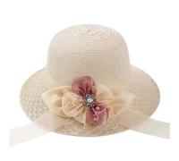 Goodfugui Women Organza Church Hat Fascinator Formal Wedding Tea Party Derby Caps 3D Flower Wide Brim Sun Hat (A8-Coffee, ONE Size)
