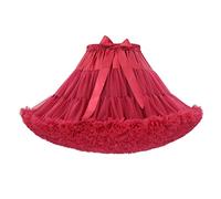 Goodfugui Women Y2K Mesh Tutu Mini Skirts Vintage Elastic Layered 50s Tulle Ballet Bubble Fluffy Petticoat for Party (#6-Wine Red, ONE Size)