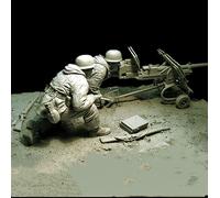 GoodFYouth 1/16 WWII German Soldier Resin Model Kit Unpainted and Unassembled Soldier Resin Model Kit（2 people）//7A2J98y