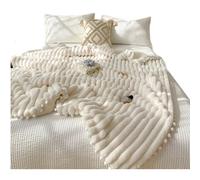 goodgoodhome Anycozy Blanket Cream White Tuscan Faux Rabbit Fur Autumn Winter Warm Wool Weighted Blanket Soft Cozy Warmth Sofa Blankets 120x150cm