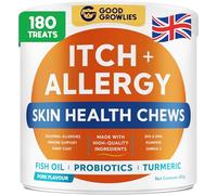 GOODGROWLIES Itchy Dog Skin Relief - Allergy Support Chews - Skin & Coat Supplement - Omega 3 Fish Oil - Itching & Paw Licking - Dry Skin & Hot Spots - 180ct/Pork