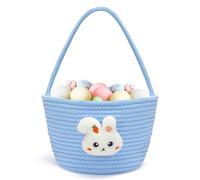 Goodheim Easter Basket for Kids - Small Easter Bunny Basket with Handle, Personalised Easter Gift for Boys & Girls, Perfect for Easter Egg Hunts or Easter Treats (Blue)