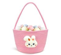Goodheim Easter Basket for Kids - Small Easter Bunny Basket with Handle, Personalised Easter Gift for Boys & Girls, Perfect for Easter Egg Hunts or Easter Treats Pink