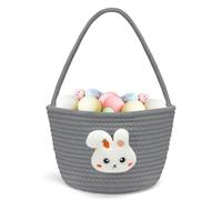 Goodheim Easter Basket for Kids - Small Easter Bunny Basket with Handle, Personalised Easter Gift for Boys & Girls, Perfect for Easter Egg Hunts or Easter Treats Grey (Grey)