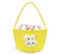 Goodheim Easter Basket for Kids - Small Easter Bunny Basket with Handle, Personalised Easter Gift for Boys & Girls, Perfect for Easter Egg Hunts or Easter Treats (Yellow)