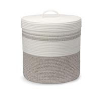 Goodheim Foldable Laundry Basket Small with Lid, Laundry Hamper - Laundry Baskets, Baskets Braided Cotton Basket - Storage Basket Small Laundry Basket Children's Room (35 x 42 cm)