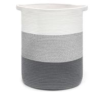 Goodheim Tall Cotton Rope Laundry Basket with Handles, Natural Woven Storage Hamper for Home Bathroom Nursery, Multi-Use Organiser for Clothes Toys Blankets, Aesthetic Basket for Kids Room Decor