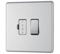 GoodHome Brushed Steel 13A 2 Way Flat Profile Screwless Switched Fused Connection Unit