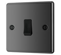 GoodHome 20A 2 Way 1 Gang Light Switch Gloss Black Nickel Effect