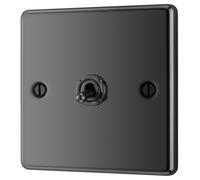 GoodHome 20A 2 Way 1 Gang Toggle Switch Gloss Black Nickel Effect