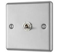 GoodHome 20A 2 Way 1 Gang Toggle Switch Matt Steel Effect