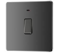 GoodHome 20A Rocker Flat Control Switch Gloss Black Nickel Effect