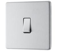 GoodHome 20A Single 2 Way Flat Screwless Intermediate Switch Matt Steel Effect