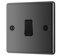 GoodHome 20A Single 2 Way Raised Rounded Screwed Intermediate Switch Gloss Black Nickel Effect