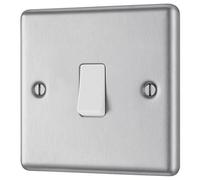 GoodHome 20A Single 2 Way Raised Rounded Screwed Intermediate Switch Matt Steel Effect