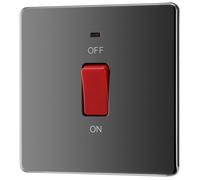 GoodHome 45A Rocker Flat Control Switch With Led Indicator Black