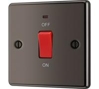 GoodHome 45A Rocker Raised Rounded Control Switch With Led Indicator Black